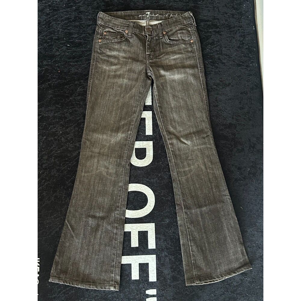 7 For All Mankind A Pocket Low Rise Flare Jeans Size 25 Dark Grey Y2K